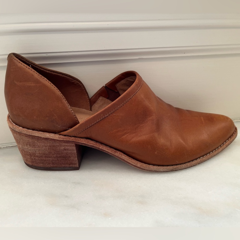 Madewell Shoes Cognac Leather Size 8.5 Stacked heel